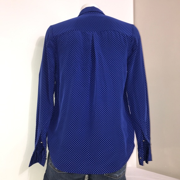 Juicy Couture Royal Blue Polka Dot Silk Button Up - Picture 8 of 13